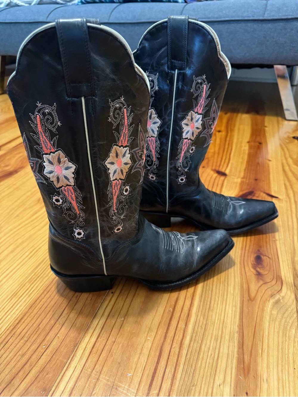 JB Dillon Women's Leather Embroidered Cowboy Boots Size 8B #JBW2322 - Picture 6 of 16